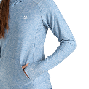 Dare 2B Women's Sprint City UPF50 Lightweight Hooded Technical Top (Rainwashed Blue Marl)