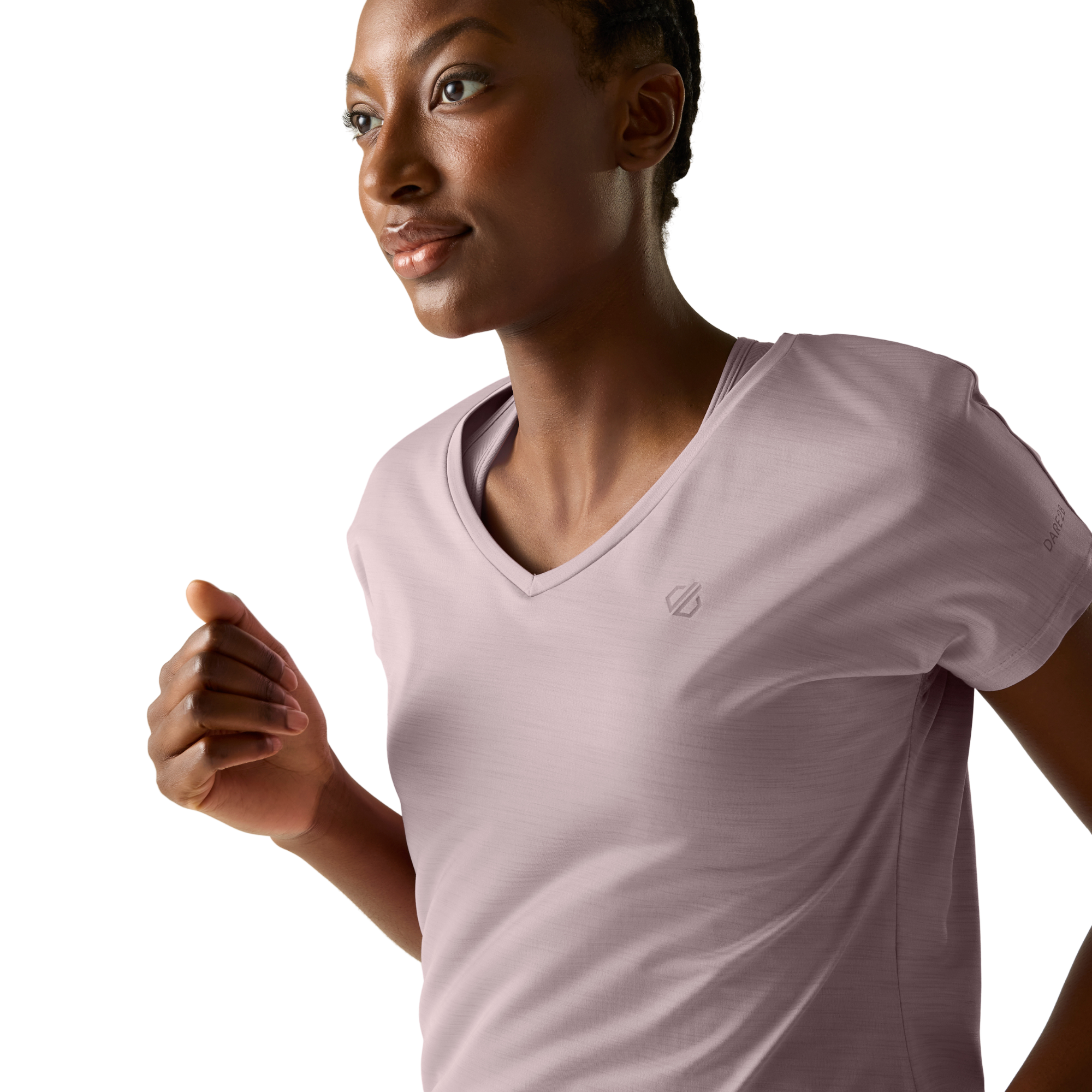 Dare 2B Women's Vigilant Short Sleeve V Neck Technical Tee (Mauve Shadow)