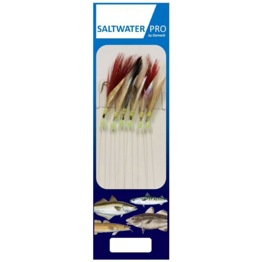 Dennett Saltwater Pro 6 Hook Rig (Assorted Slasher Feather)(#2)