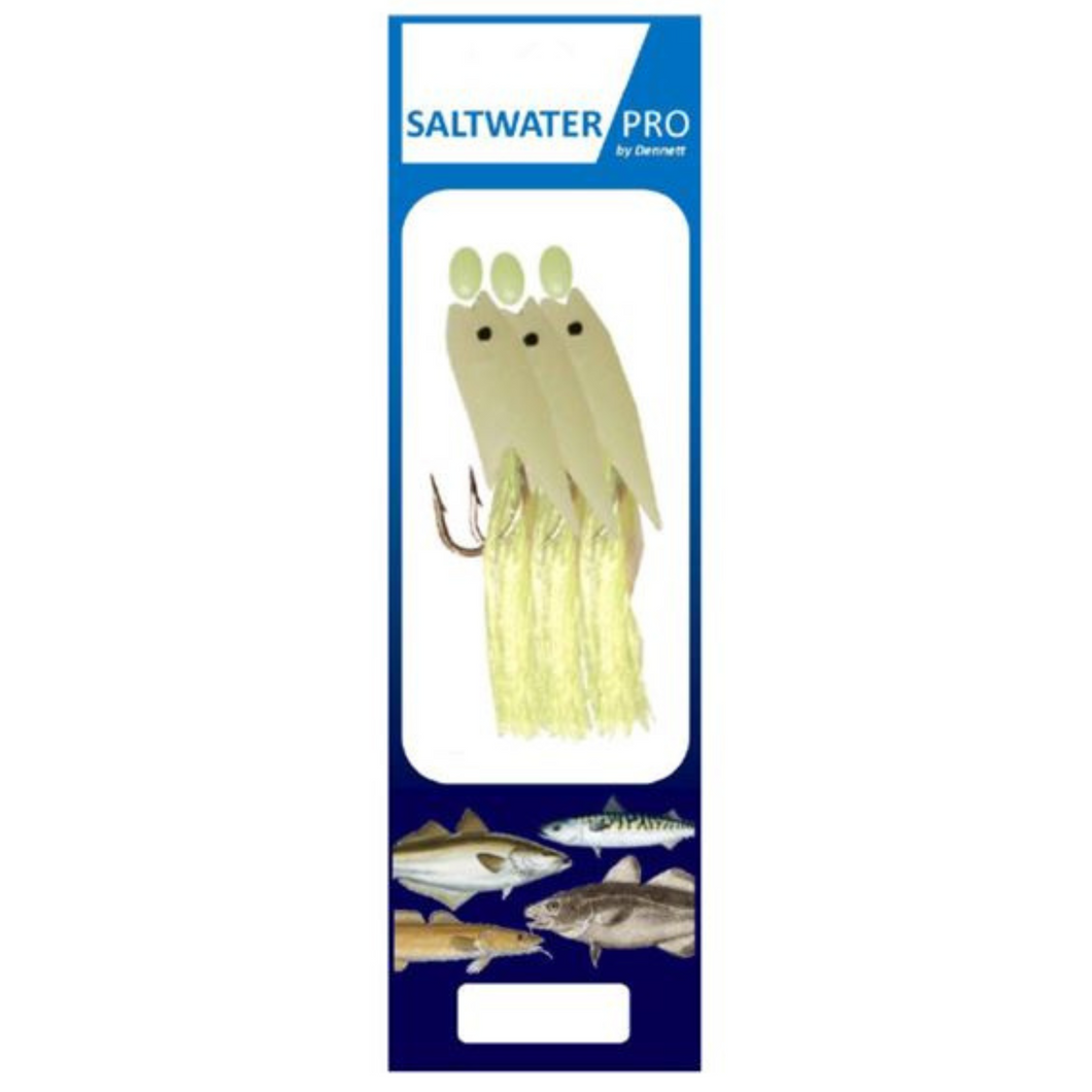 Dennett Saltwater Pro Jumbo Hokkai Saltwater 3 Hook Rig (Luminous Green Lime)(#7/0)