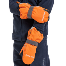 Load image into Gallery viewer, Didriksons Kids Biggles 7 Waterproof Zip Mittens (Orange Jam)(Ages 0-6)
