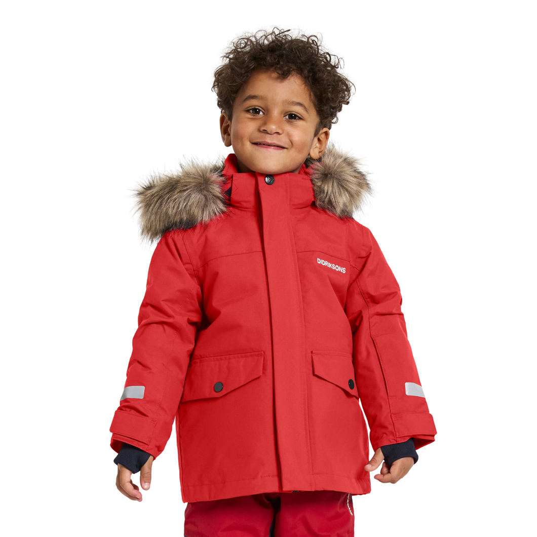 Didriksons Kids Bjärven 4 Hooded Waterproof Insulated Parka (Pomme Red)(Ages 3-10)
