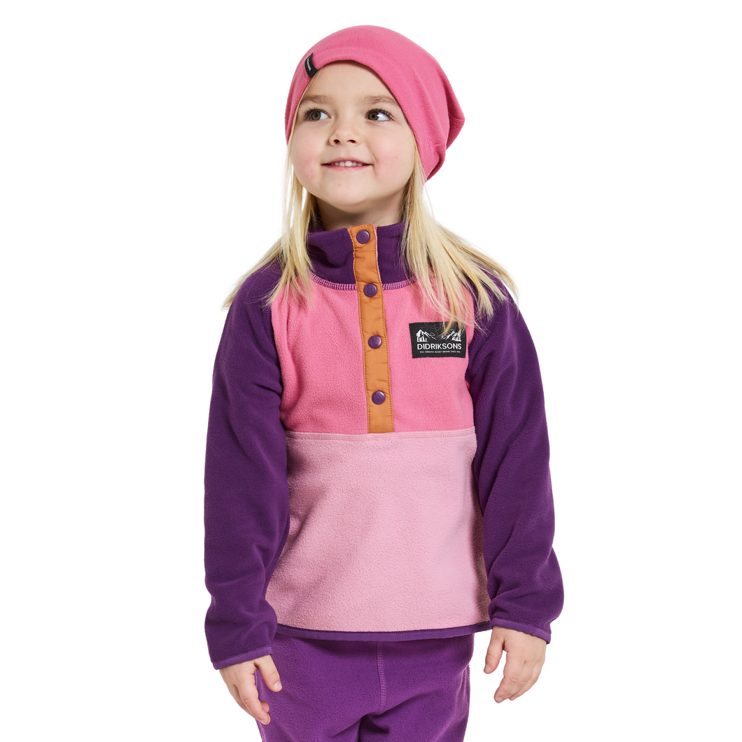 Didriksons Kids Monte 4 Half Snap Fleece Top (Light Heather Pink)