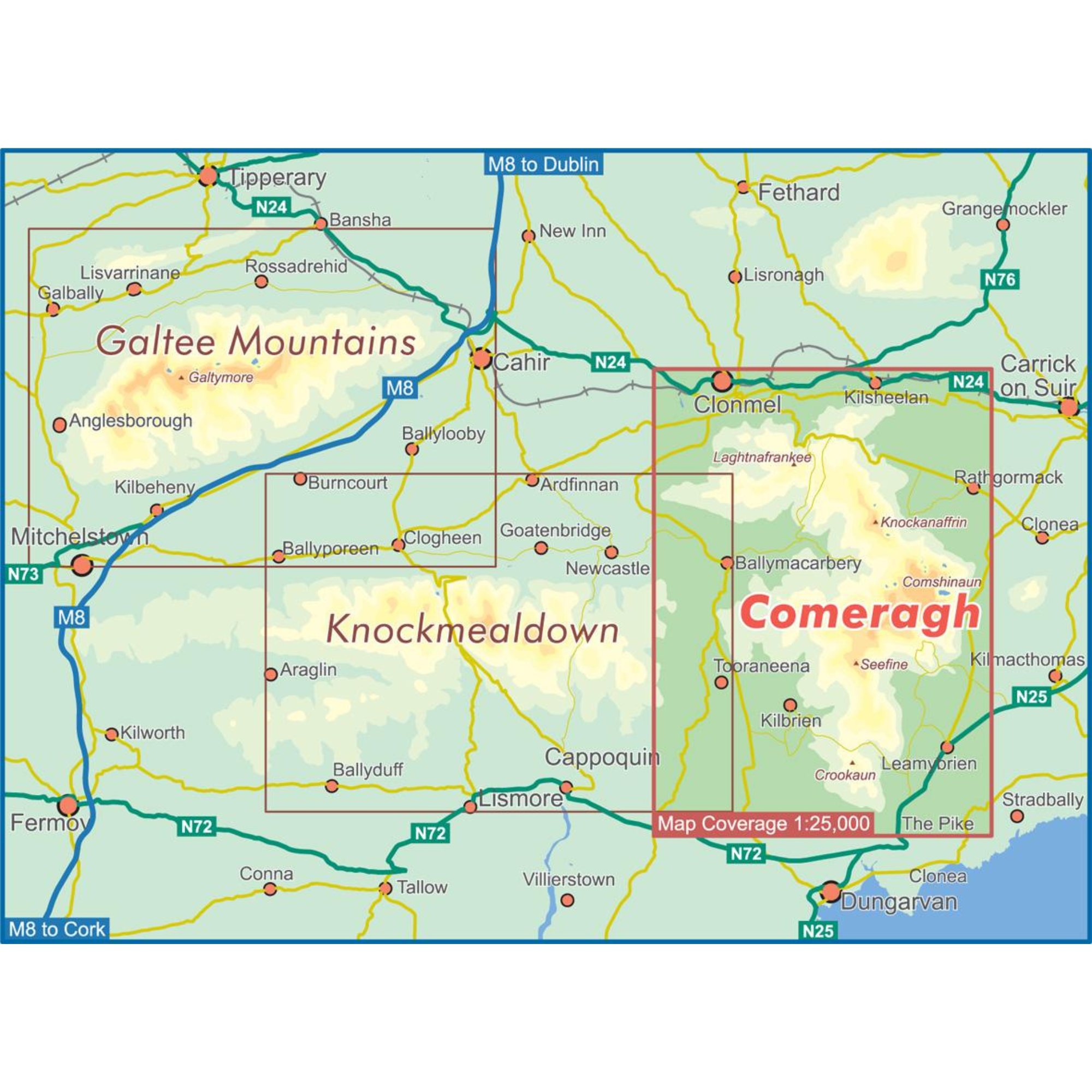 EastWest Mapping Comeragh Mountains Waterproof Map (Laminated)(1:25,000)
