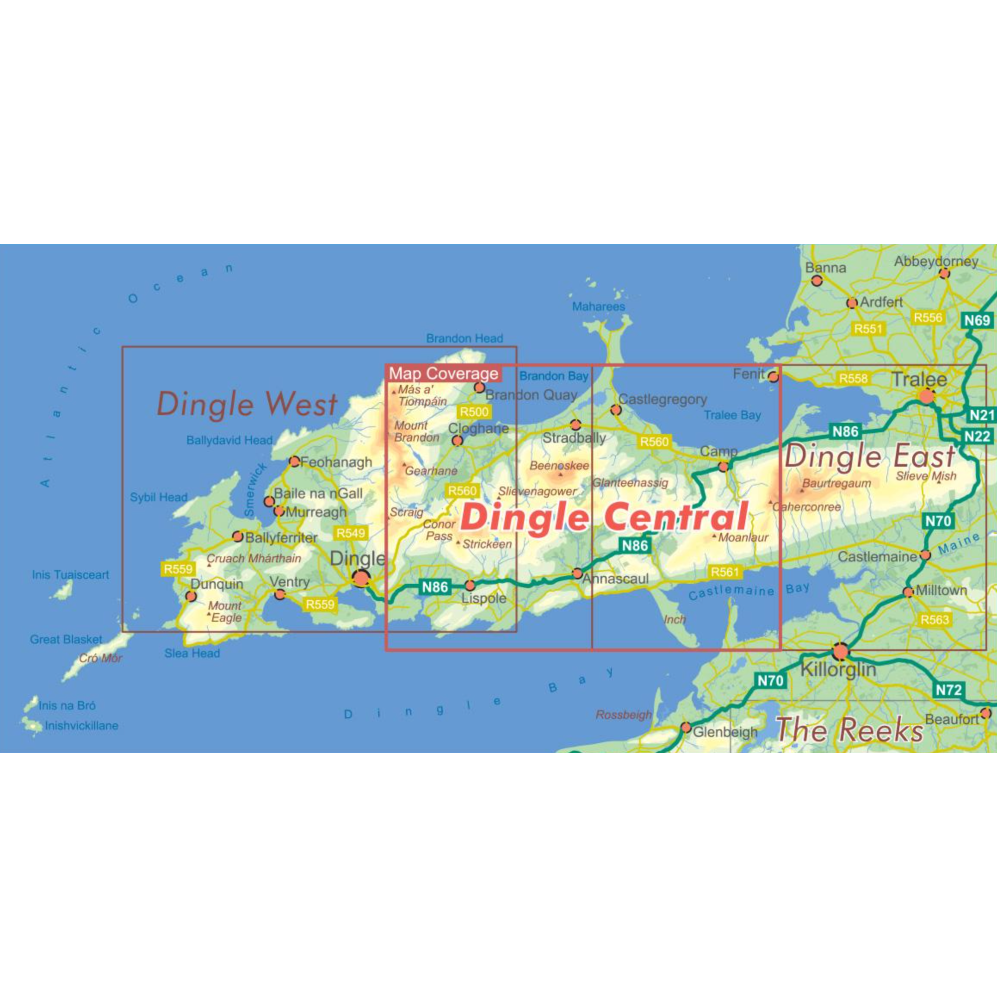 EastWest Mapping Dingle Central ~ Beenoskee Waterproof Map (Laminated)(1:25,000)