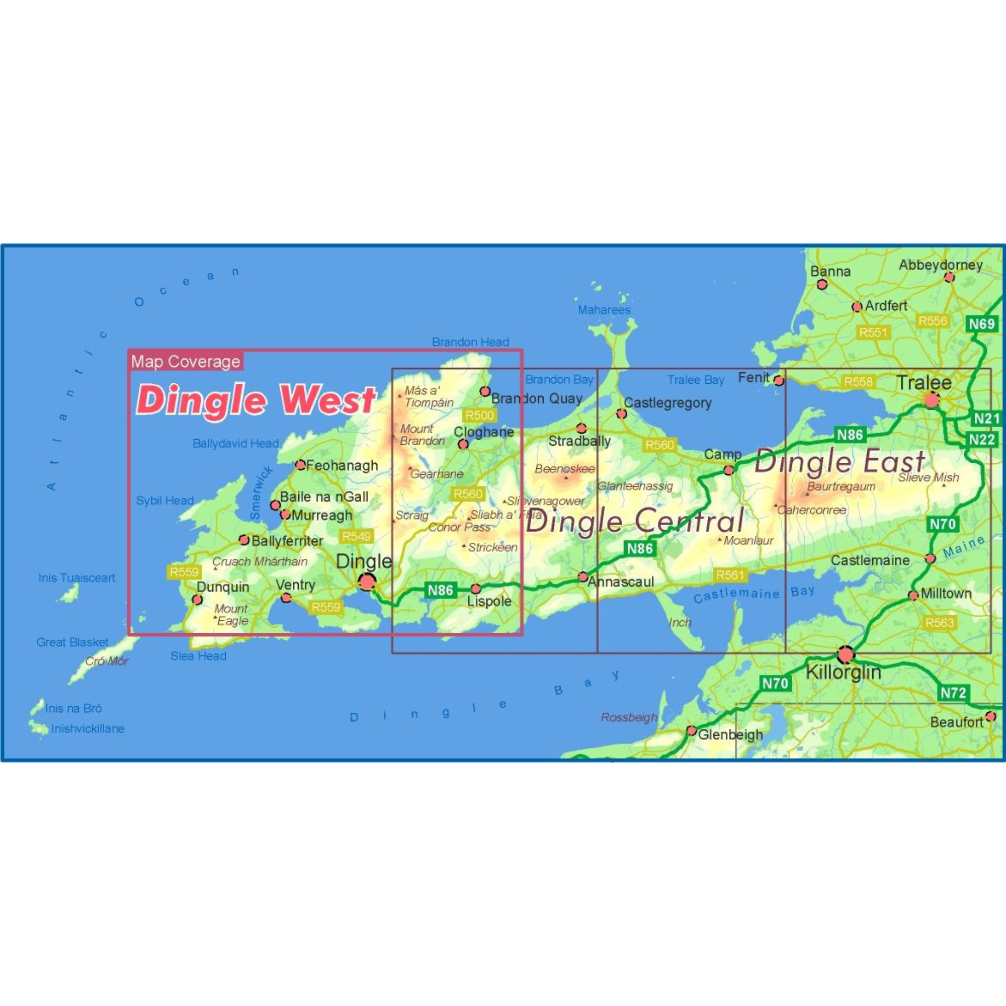 EastWest Mapping Dingle West ~ Brandon Laminated Waterproof Map (1:25,000)