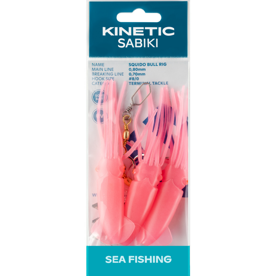 Kinetic Sabiki Squido Bull 3 Hook Rig (#8/0)(Hot Pink)