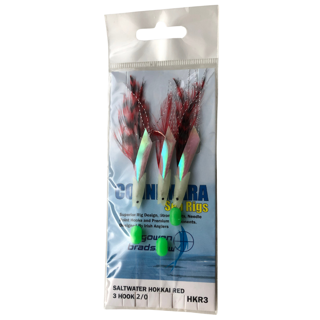 Gowen & Bradshaw Connemara Saltwater 3 Hook Rig (Hokkai Red)(Size 2/0)