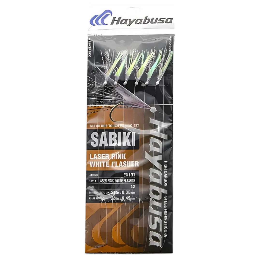 Hayabusa Sabiki EX131 Laser Pink White Flasher 6 Hook Rig (Size JP16)