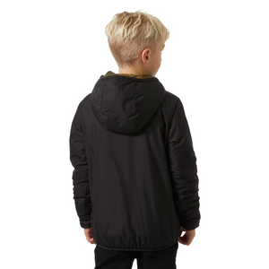 Helly Hansen Junior Champ Reversible Hooded Full Zip Fleece (Black AOP)(Ages 9-14)