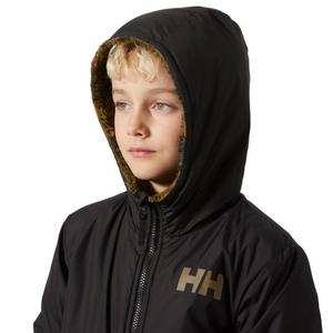 Helly Hansen Junior Champ Reversible Hooded Full Zip Fleece (Black AOP)(Ages 9-14)