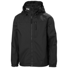 Load image into Gallery viewer, Helly Hansen Junior Crew Hooded HT Waterproof Jacket (Black)(Ages 8-16)
