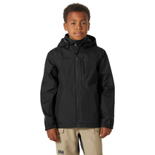 Load image into Gallery viewer, Helly Hansen Junior Crew Hooded HT Waterproof Jacket (Black)(Ages 8-16)

