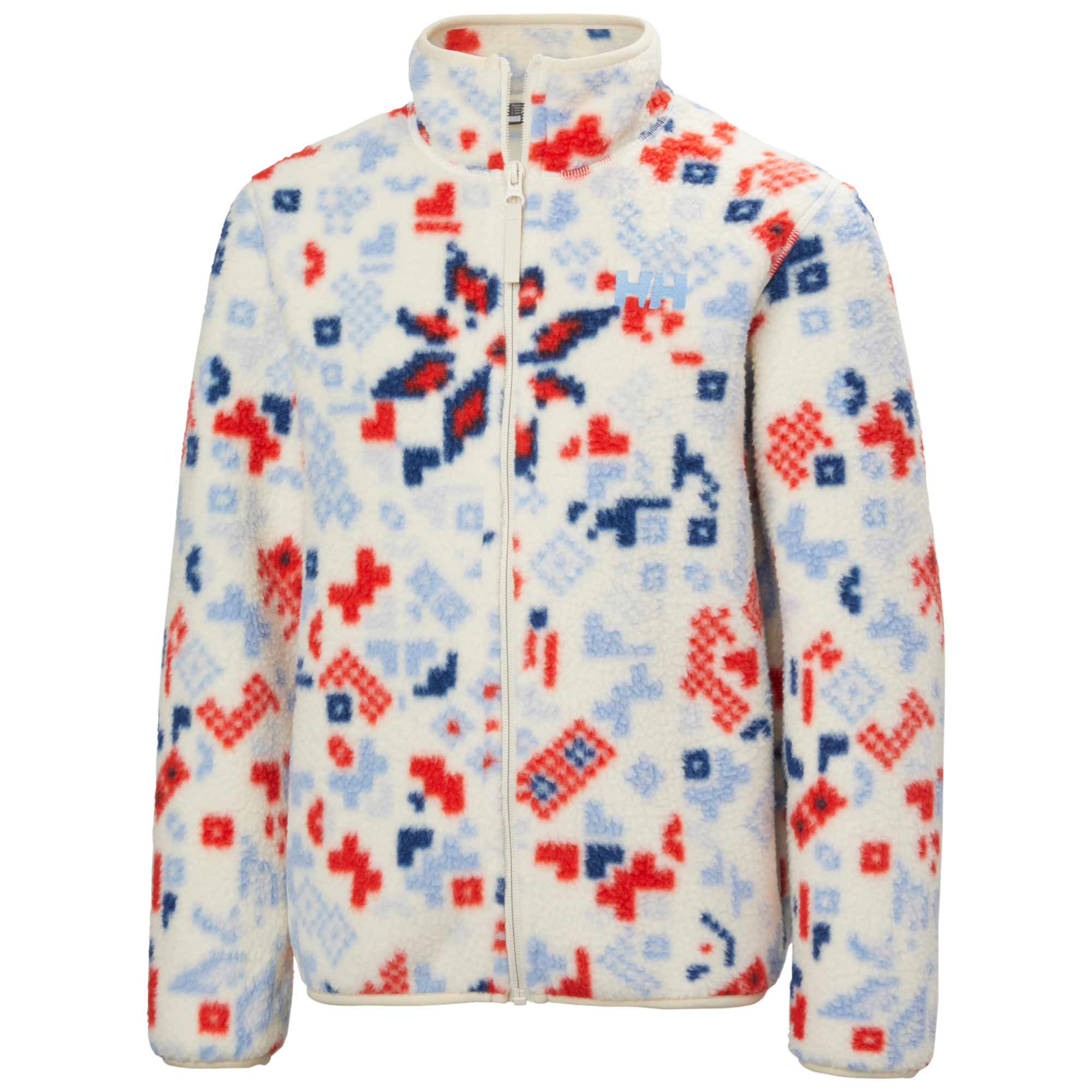 Helly Hansen Junior Frosty Pile Full Zip Fleece Jacket Bright Blue Red AOP 627 40598