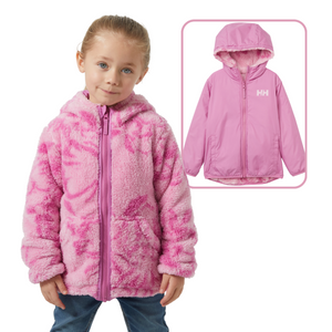 Helly Hansen Kids Champ Reversible Hooded Full Zip Fleece (Meta Pink AOP)(Ages 2-8)