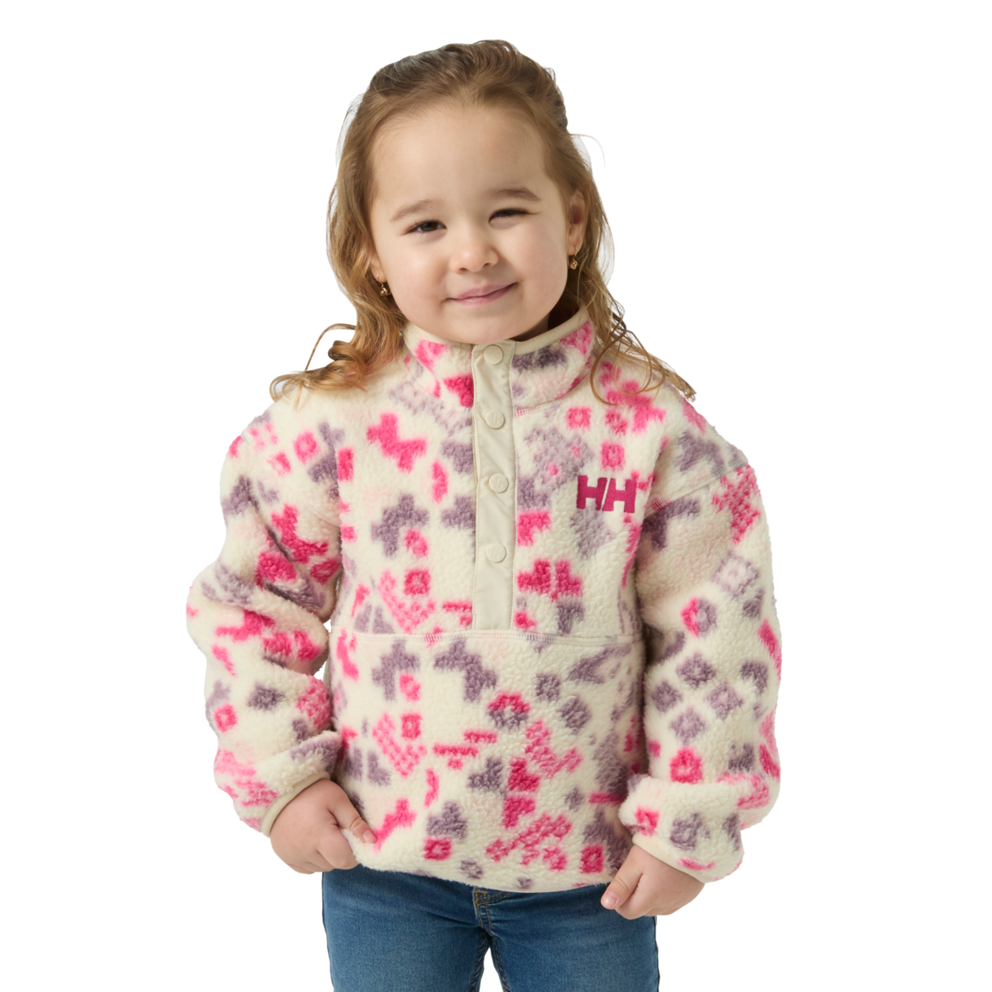 Helly Hansen Kids Frosty Pile Half Snap Sweater Fleece Top Cream AOP 035 40162