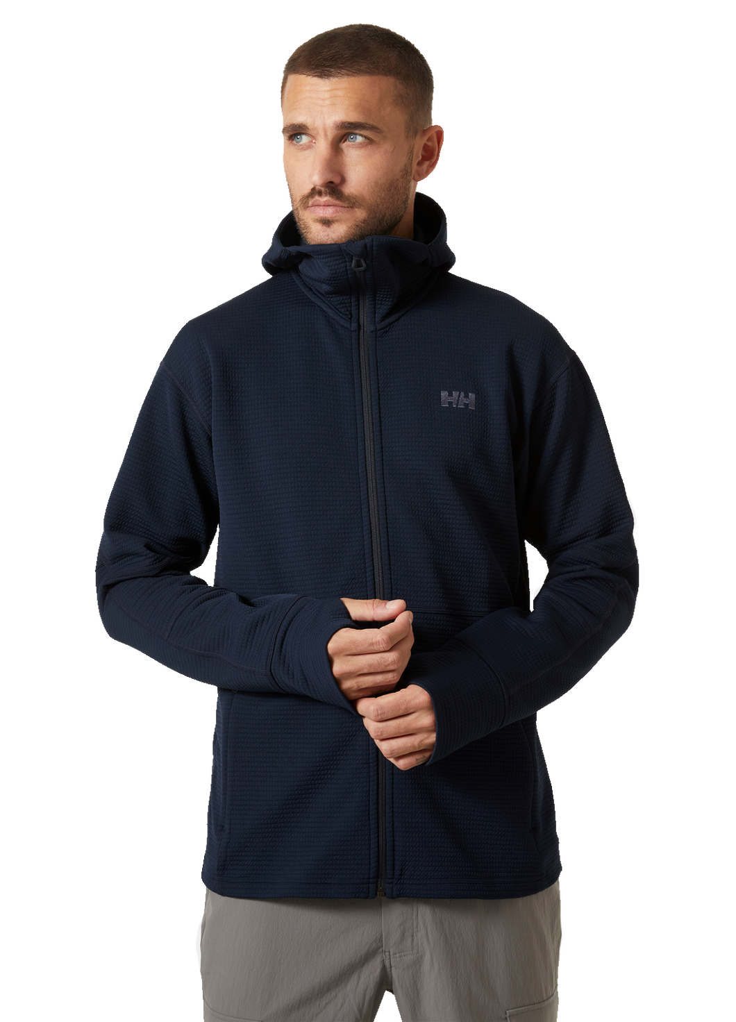 Helly Hansen Men's Evolved Air Hooded Midlayer Full Zip Fleece (Navy)