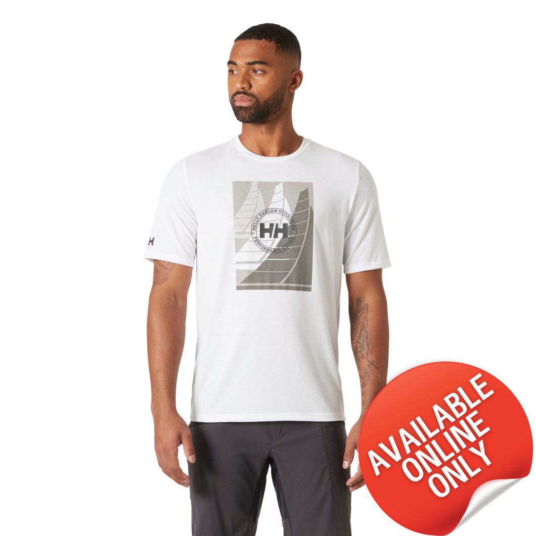 Helly Hansen Men's HP Race Graphic UPF40 Short Sleeve T-Shirt (White)