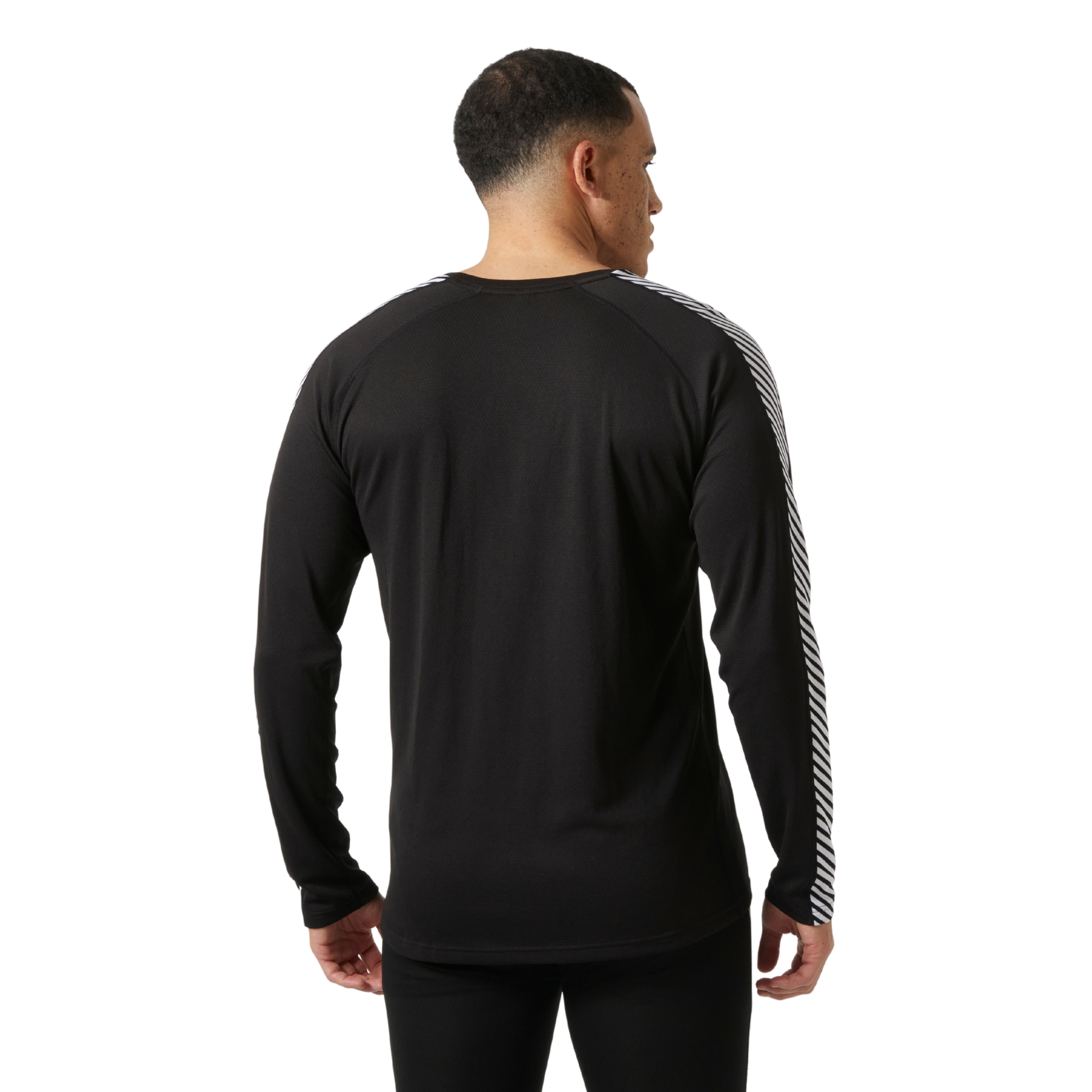 Helly Hansen Men's Lifa Active Stripe Crew Neck Base Layer Top (Black)