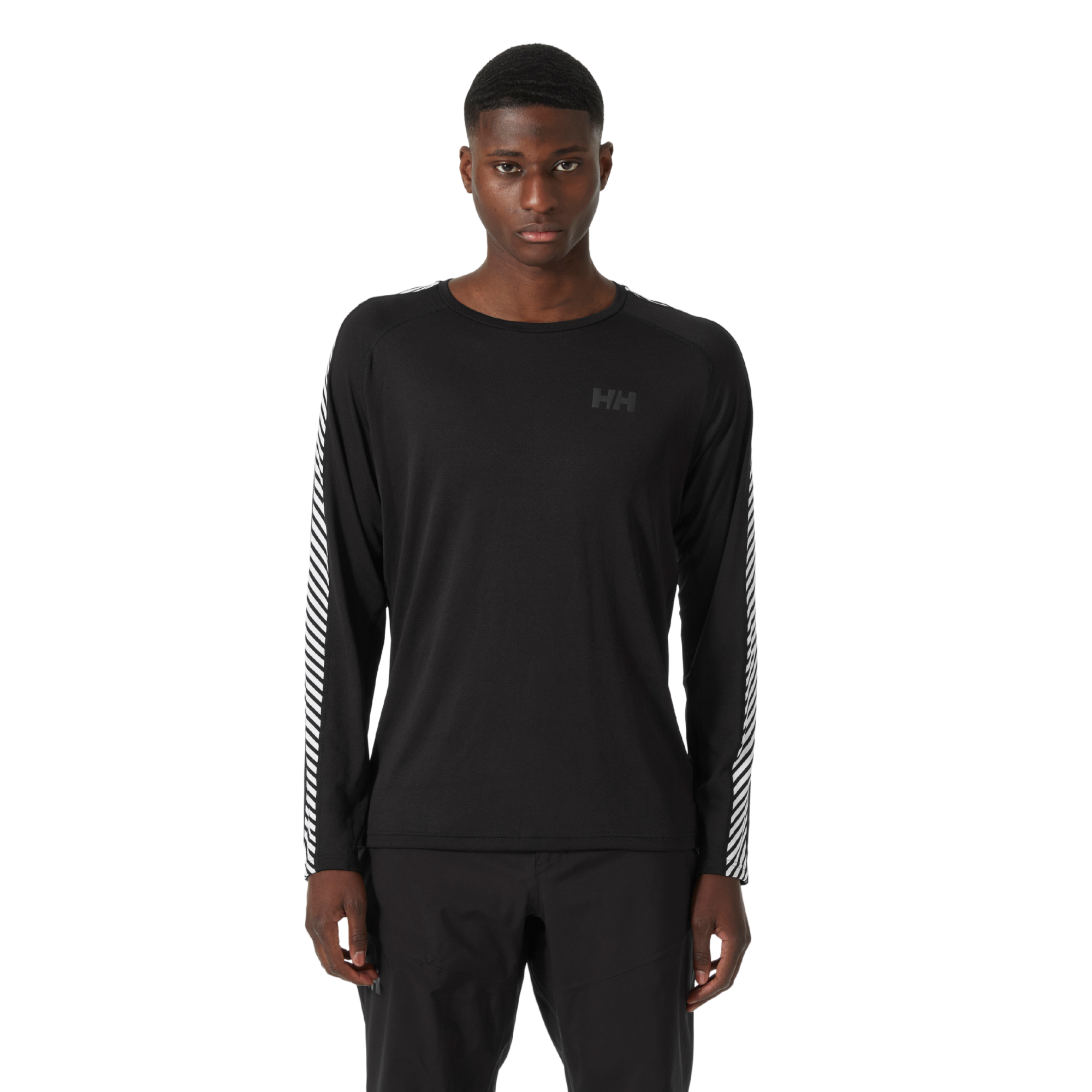 Helly Hansen Men's Lifa Active Stripe Crew Neck Base Layer Top (Black)