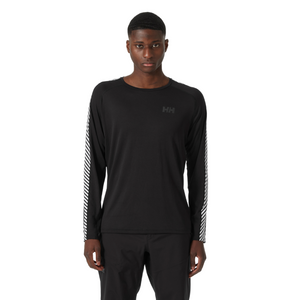 Helly Hansen Men's Lifa Active Stripe Crew Neck Base Layer Top (Black)