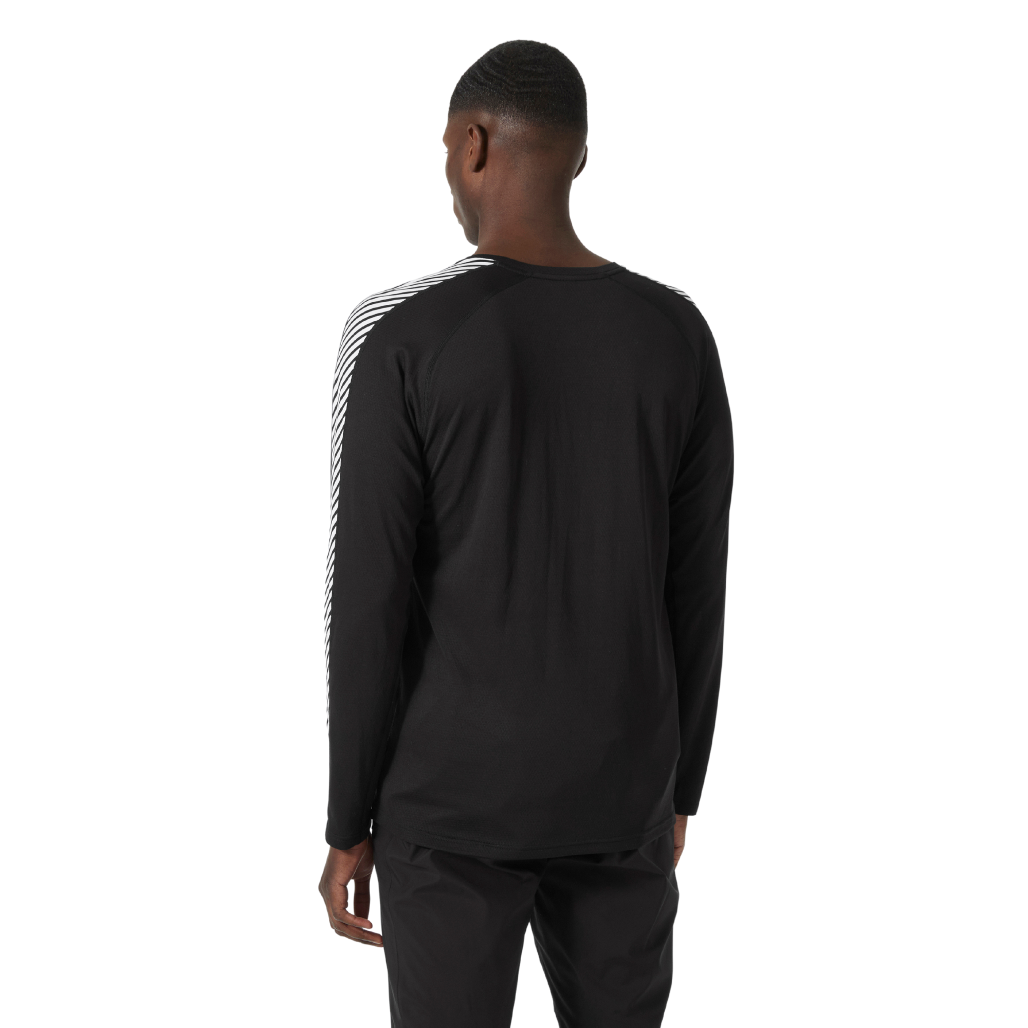 Helly Hansen Men's Lifa Active Stripe Crew Neck Base Layer Top (Black)