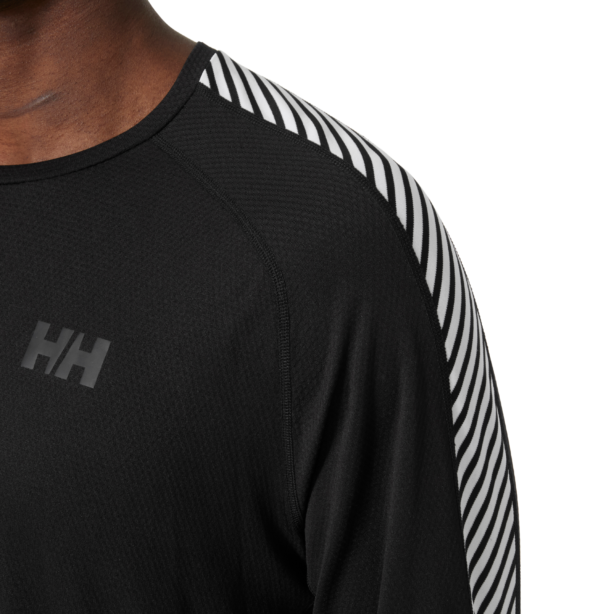 Helly Hansen Men's Lifa Active Stripe Crew Neck Base Layer Top (Black)