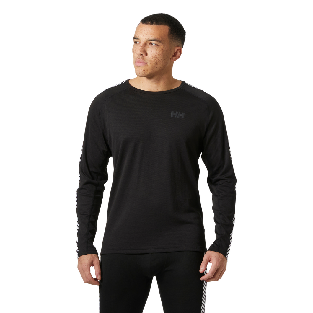 Helly Hansen Men's Lifa Active Stripe Crew Neck Base Layer Top (Black)