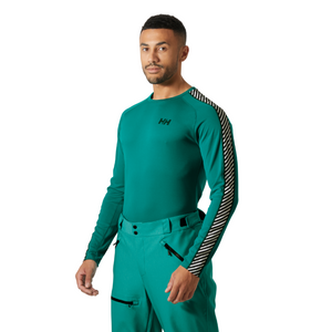 Helly Hansen Men's Lifa Active Stripe Crew Neck Base Layer Top (Signal Green)