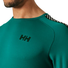 Load image into Gallery viewer, Helly Hansen Men&#39;s Lifa Active Stripe Crew Neck Base Layer Top (Signal Green)
