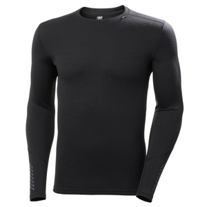 Helly Hansen Men's Lifa Merino Midweight Crew Neck Base Layer Top (Black)
