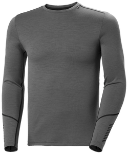 Helly Hansen Men's Lifa Merino Midweight Crew Neck Long Sleeve Base Layer Top (Concrete)