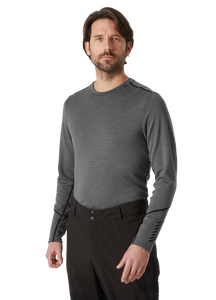 Helly Hansen Men's Lifa Merino Midweight Crew Neck Long Sleeve Base Layer Top (Concrete)