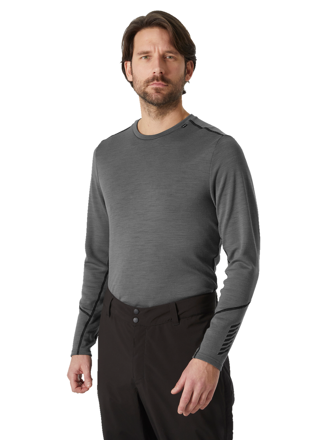 Helly Hansen Men's Lifa Merino Midweight Crew Neck Long Sleeve Base Layer Top (Concrete)