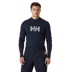 Helly Hansen Men's Lifa Merino Midweight Logo Long Sleeve Base Layer Top (Navy)