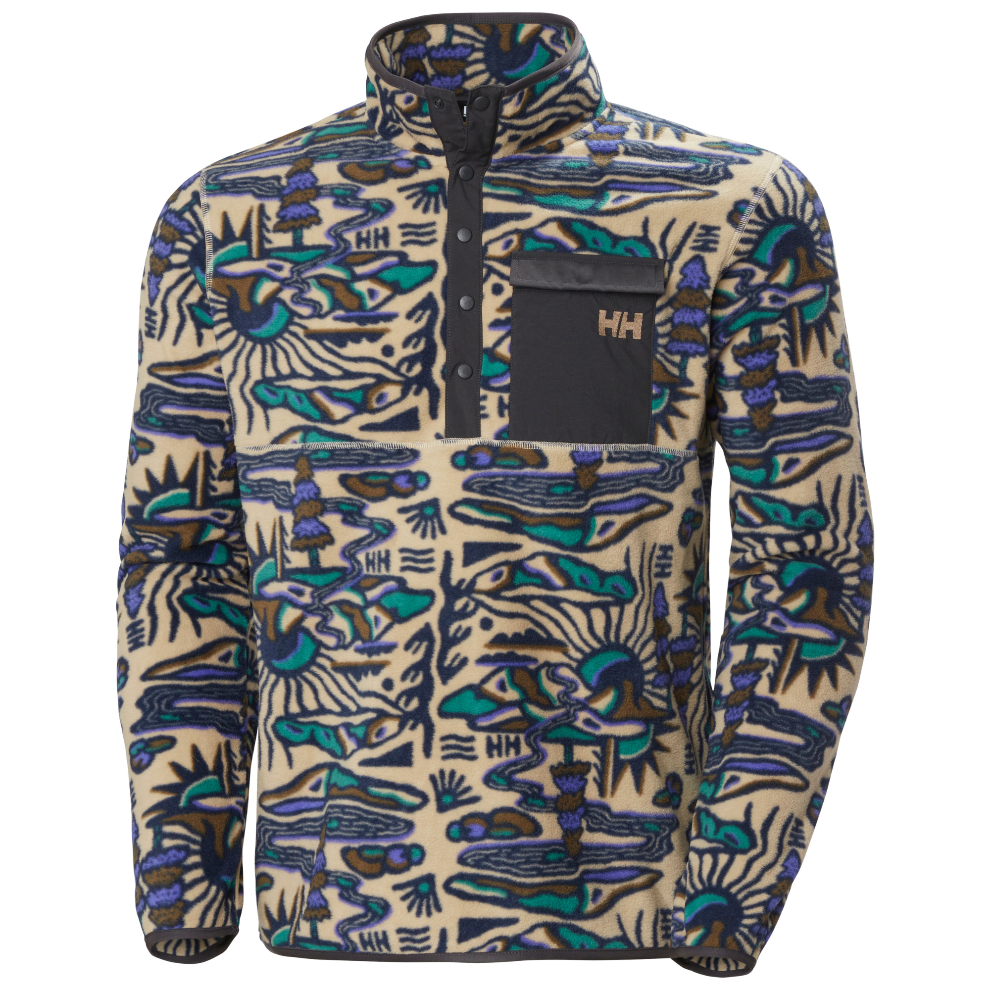 Helly Hansen Men's Maridalen Printed Half Snap Fleece (Khaki Rayco)