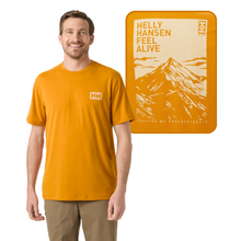 Load image into Gallery viewer, Helly Hansen Men's Skog UPF50 Recycled Graphic Short Sleeve Tee (Mustard)
