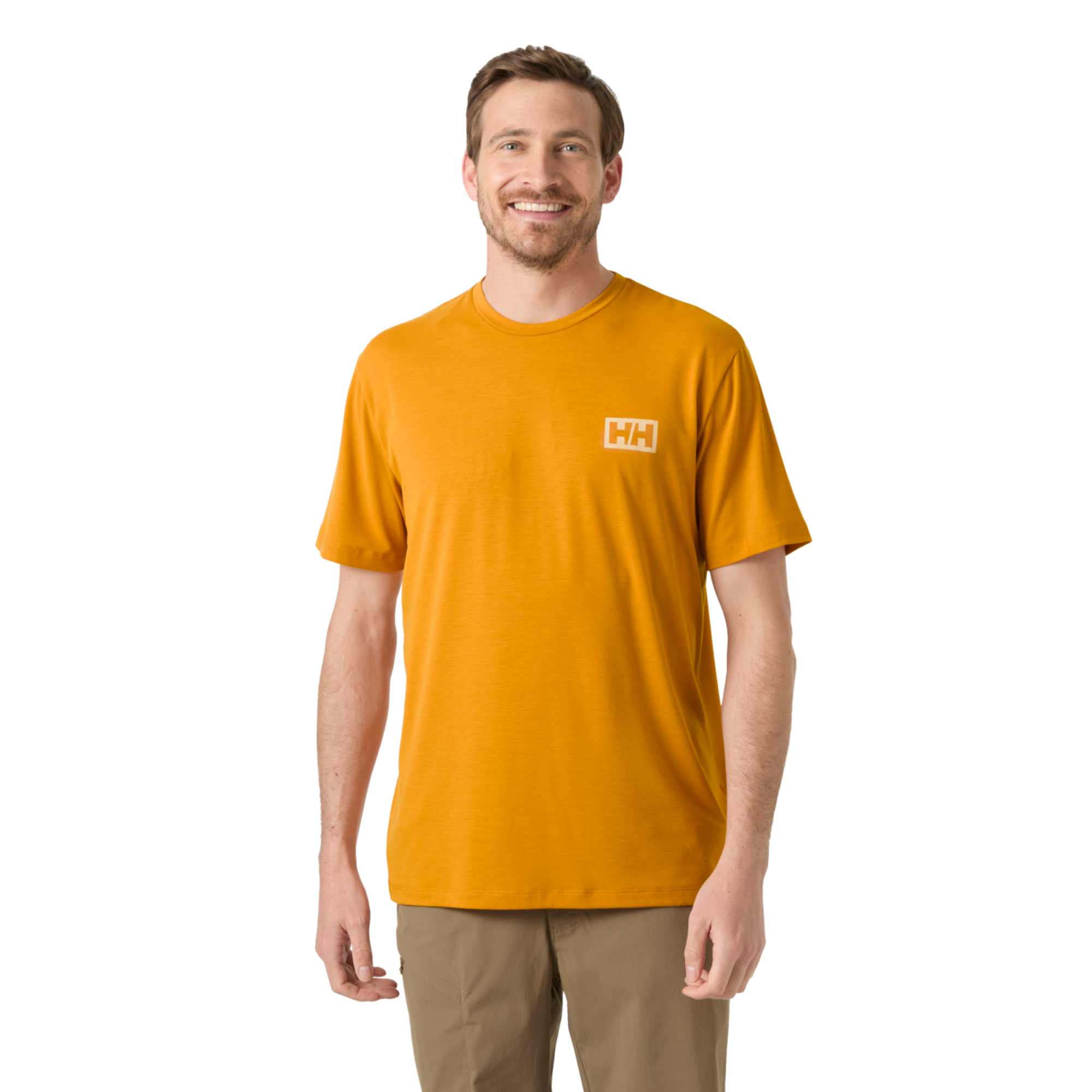 Helly Hansen Men's Skog UPF50 Recycled Graphic Short Sleeve Tee (Mustard)