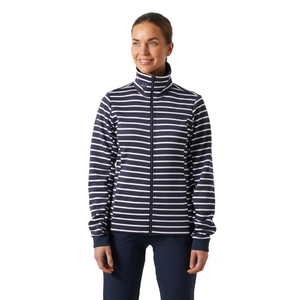 Helly Hansen Women's Crew Full Zip Fleece (Navy Stripe)