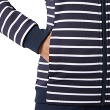 Load image into Gallery viewer, Helly Hansen Women&#39;s Crew Full Zip Fleece (Navy Stripe)
