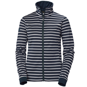 Helly Hansen Women's Crew Full Zip Fleece (Navy Stripe)