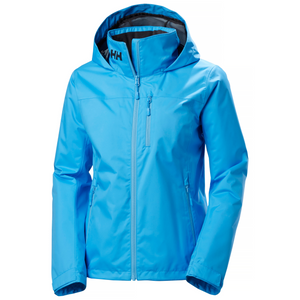 Helly Hansen Women's Crew Hooded Midlayer Fleece Lined HT Waterproof Jacket 2.0 (Cyan)