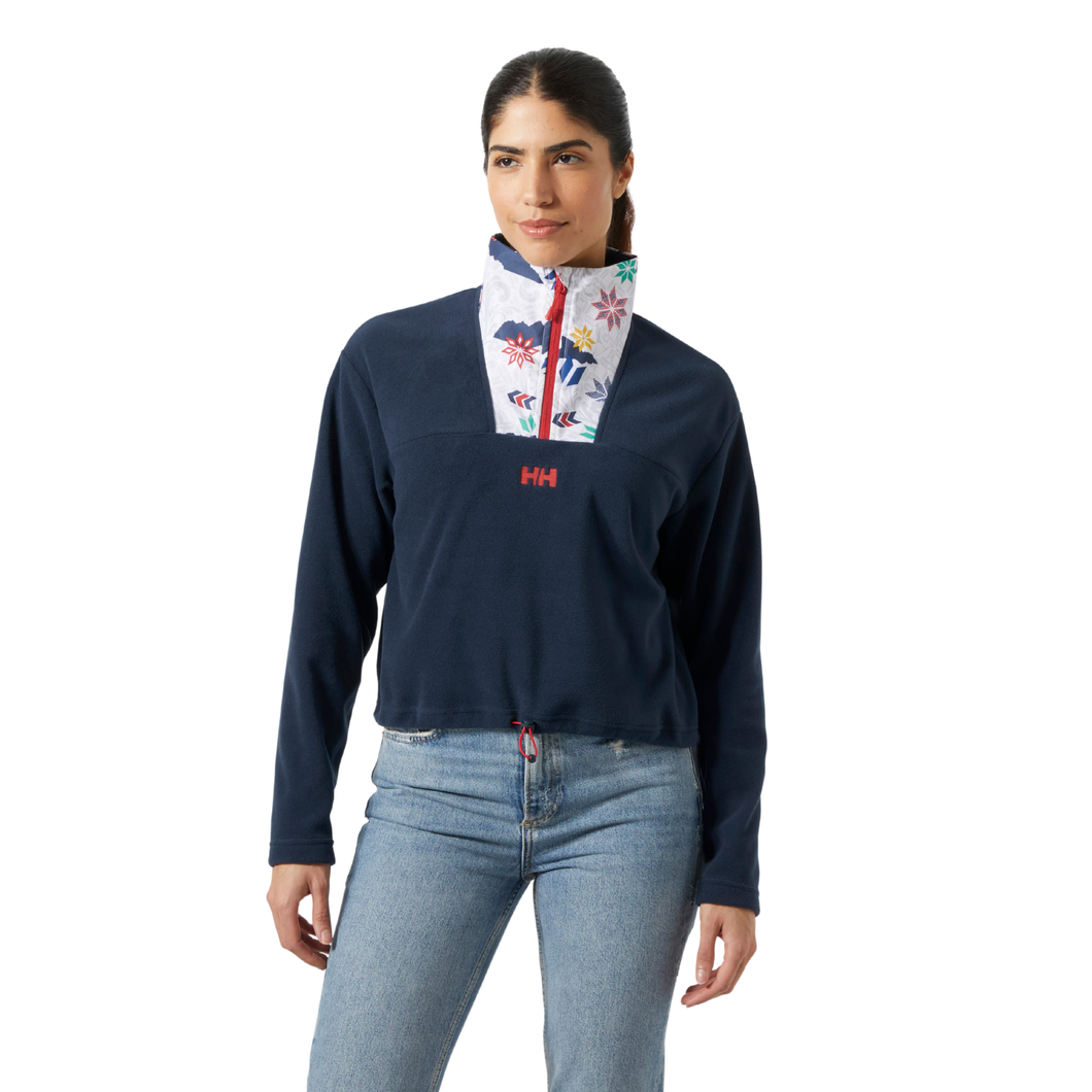 Helly Hansen Women's Daybreaker Cropped Half Zip Fleece (Navy AOP)