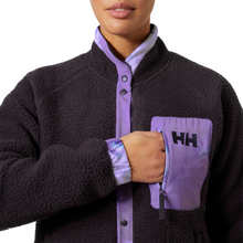 Load image into Gallery viewer, Helly Hansen Women&#39;s Imperial Pile Full Snap Fleece (Black Grape AOP)
