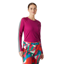 Load image into Gallery viewer, Helly Hansen Women&#39;s Lifa Active Stripe Crew Neck Long Sleeve Base Layer Top (Magenta 2.0)
