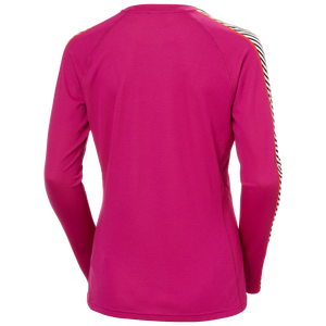 Helly Hansen Women's Lifa Active Stripe Crew Neck Long Sleeve Base Layer Top (Magenta 2.0)