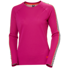 Load image into Gallery viewer, Helly Hansen Women&#39;s Lifa Active Stripe Crew Neck Long Sleeve Base Layer Top (Magenta 2.0)
