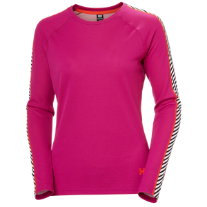 Helly Hansen Women's Lifa Active Stripe Crew Neck Long Sleeve Base Layer Top (Magenta 2.0)