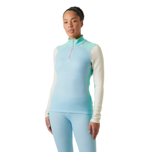 Helly Hansen Women's Lifa Merino Midweight Half Zip Base Layer Top (Light Cyan)