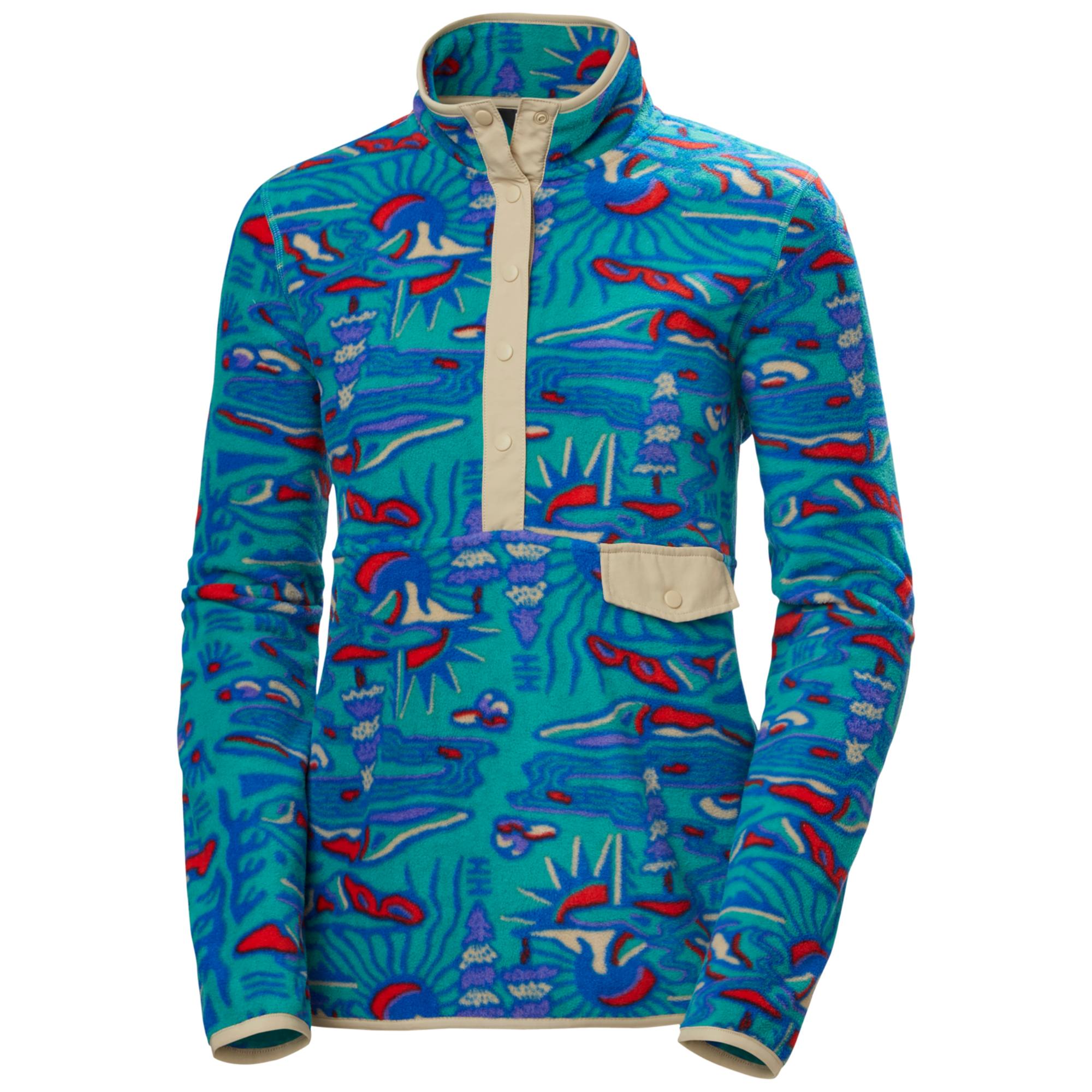 Helly Hansen Women's Maridalen Printed Half Snap Fleece (Dark Mint Rayco)